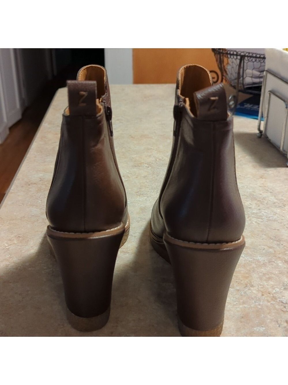 Zodiac Brown Wedge Ankle Boots Women's Size 10 - Picture 7 of 13